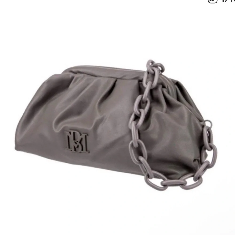 Badgley Mischka Grey Vegan Wrapped Frame Shoulder/Clutch Purse NWT Ret $129